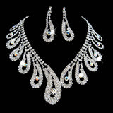 Gorgeous Fashion Choker Necklace for Women Earrings White Crystal Wedding Jewelery Nigerian Bridal Jewelry Sets Collar