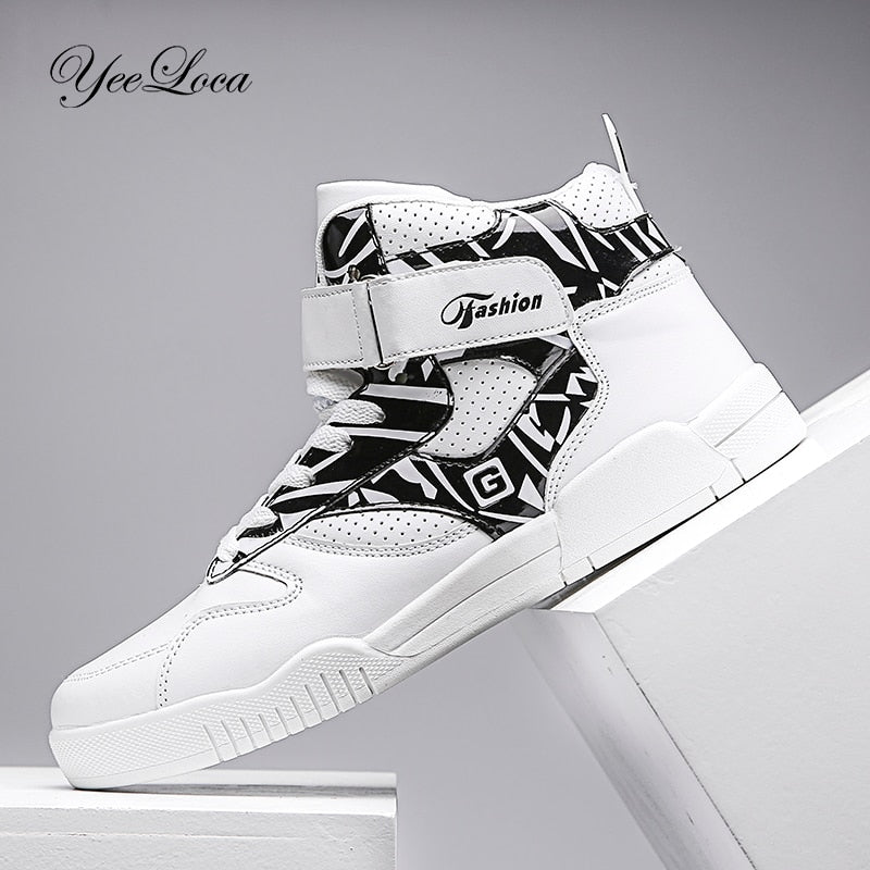 New 2020 High Top Sneakers Men Casual Shoes Breathable White Shoes Black Leather Trainer Men Chaussure Homme Mens Shoes Casual