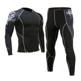 Winter Thermal Underwear Set Men's Sportswear Running Training Warm Base Layer Compression Tights Jogging Suit Men's Gym 2019