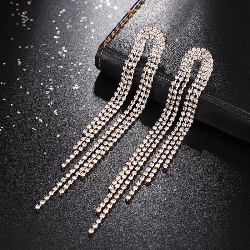 Rhinestone earrings Tassel Drop Earring For Women Luxury Jewelry Long Dangle Earing 2019 Party fashion accessories E619