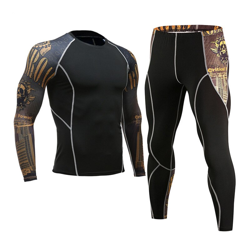 Winter Thermal Underwear Set Men's Sportswear Running Training Warm Base Layer Compression Tights Jogging Suit Men's Gym 2019