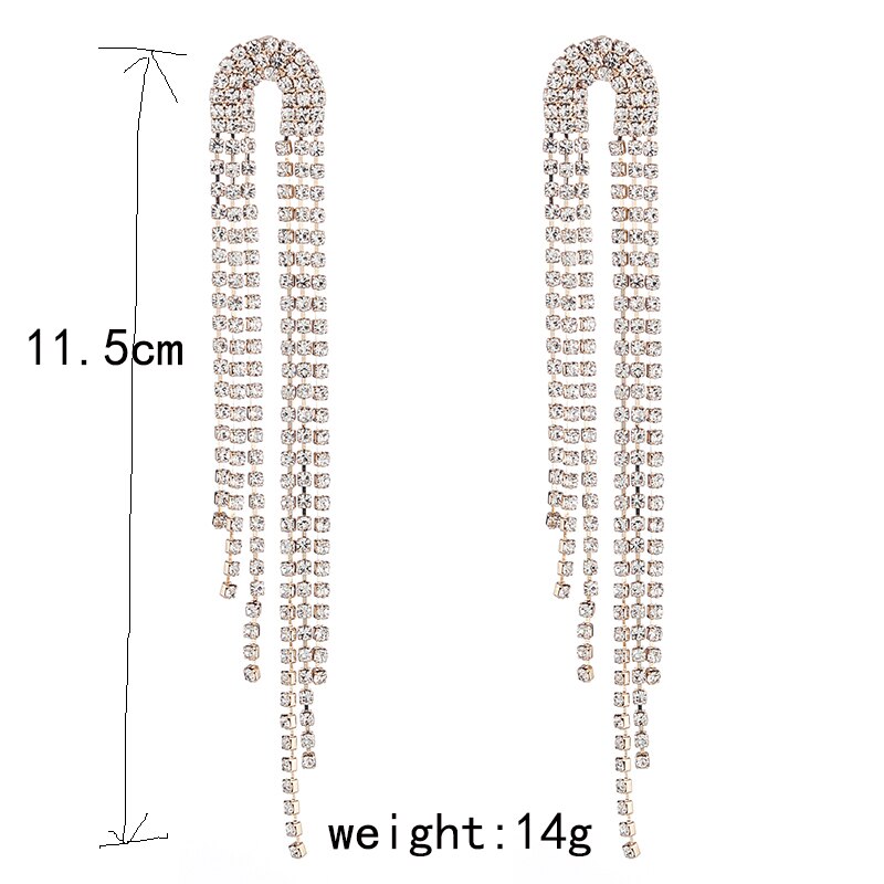 Rhinestone earrings Tassel Drop Earring For Women Luxury Jewelry Long Dangle Earing 2019 Party fashion accessories E619