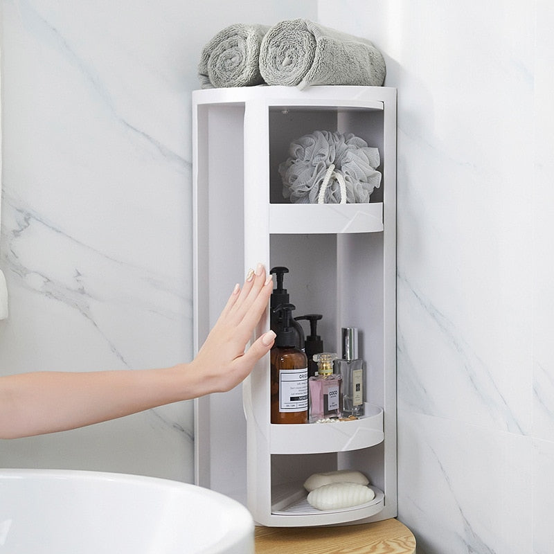 360 Degree Rotating Bathroom Organizer Shelf Wall Mounted Shampoo Cosmetic Storage Rack Household Kitchen Bathroom Accessories