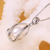 FENASY Natural Freshwater Pearl Pendant Cage Necklace Fashion 925 Sterling Silver Boho Statement Necklace Pearl Jewelry