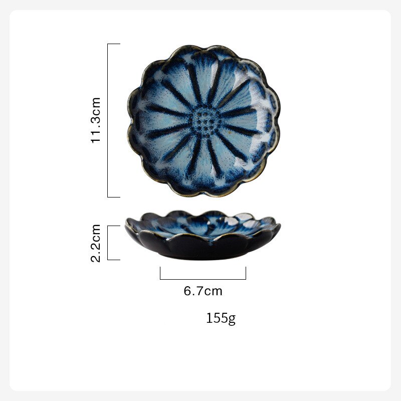 Beautiful Retro Lotus Ceramic Plate Porcelain Kiln Glazed Flower Dinner Plate Sauce Nuts Fruit Tray Party Snack Dishes Plate