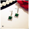 925 Sterling Drop Earrings For Women Artificial Emerald Vintage Fine Jewelry Cubic Zirconia Green Stone Luxury Eardrop Brincos