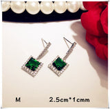 925 Sterling Drop Earrings For Women Artificial Emerald Vintage Fine Jewelry Cubic Zirconia Green Stone Luxury Eardrop Brincos