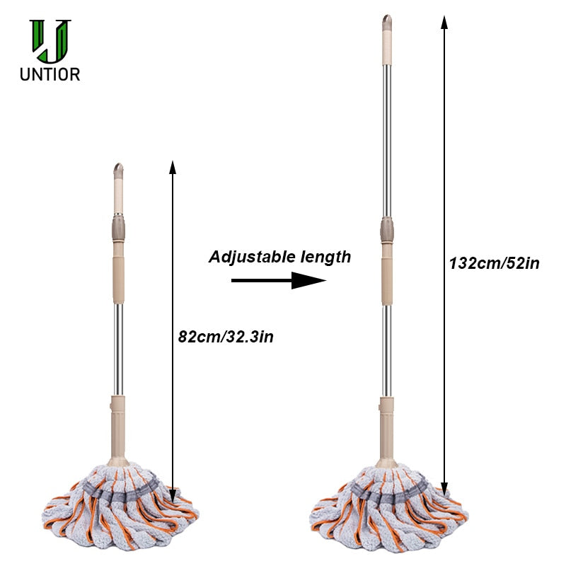 UNTIOR Microfiber Self-twisted Spin Mop Magic Hand-Free Washing Floor Cleaning Dust Mops With Removable Replace Mop head