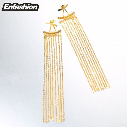 Enfashion Long Tassels Dangle Earrings Gold Color Earings Drop Earrings For Women Long Earring Fashion Jewelry brinco