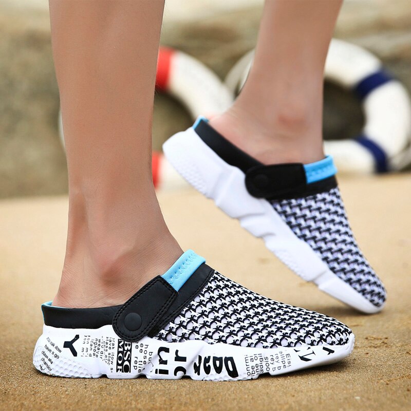 Fashion Sneakers Without Laces Man Handmade Beach Men's Summer Shoes Big Size Mesh Sneakers Light Shoes 2021 Outdoor Flats A-032