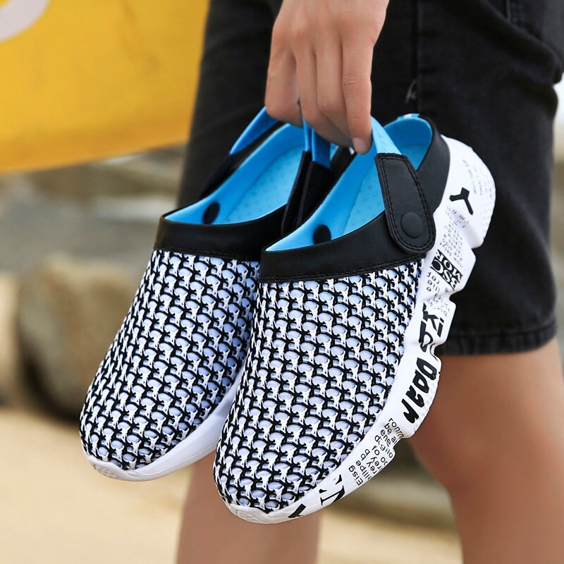 Fashion Sneakers Without Laces Man Handmade Beach Men's Summer Shoes Big Size Mesh Sneakers Light Shoes 2021 Outdoor Flats A-032