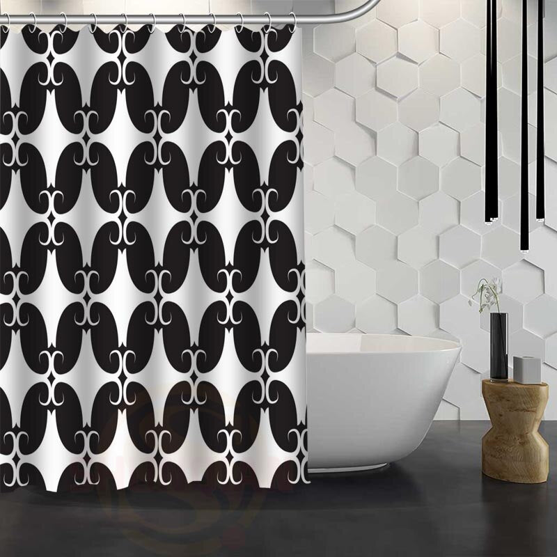 Custom Classic Striped Pattern Shower Curtain With Hooks High Defintion Printing Fabric Shower Curtain for Bathroom