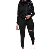 2021 New Two Piece Set Tracksuit Women Spring Sportwear Suit Hoodies Sweatshirt+Hollow Pants 2 Piece Set Women Outfits Sets