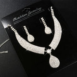 Gorgeous Fashion Choker Necklace for Women Earrings White Crystal Wedding Jewelery Nigerian Bridal Jewelry Sets Collar