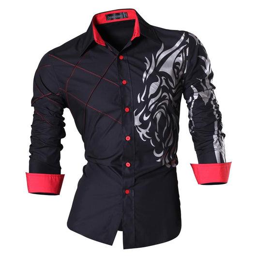 Jeansian Men's Fashion Dress Shirts Casual Long Sleeve Slim Fit Tatoo Stylish Z030