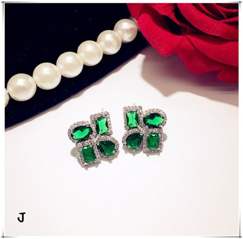 925 Sterling Drop Earrings For Women Artificial Emerald Vintage Fine Jewelry Cubic Zirconia Green Stone Luxury Eardrop Brincos