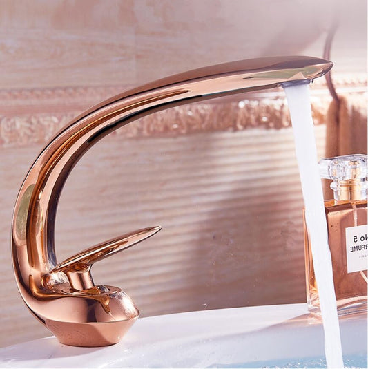 Rose Gold Basin Faucet Modern Bathroom Sink Mixer Tap Brass Wash basin Faucet Single Handle Single Hole Crane For Bathroom