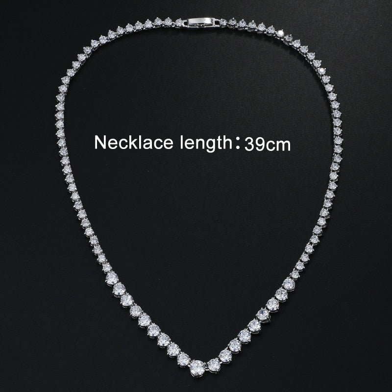 EMMAYA AAA Zircons Stunning Round CZ Crystal Necklaces and Luxury Bridal Party Jewelry For Wedding