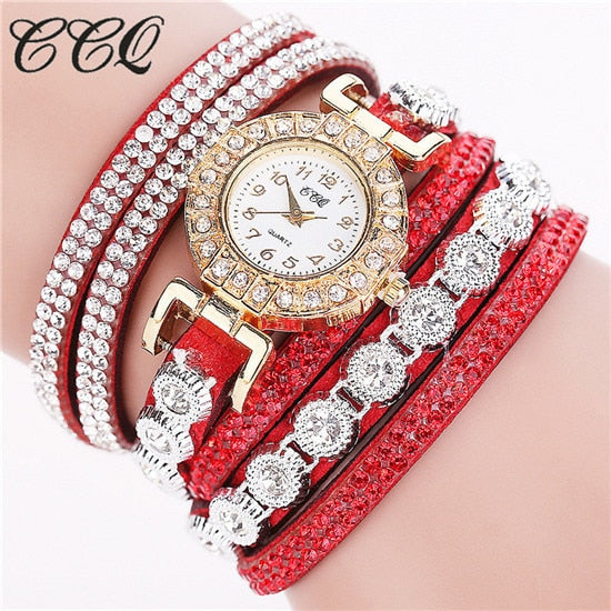 CCQ Fashion Luxury Women Rhinestone Bracelet Watches Ladies Quartz Watch Casual Women Wristwatches Clock Relogio Feminino Hot