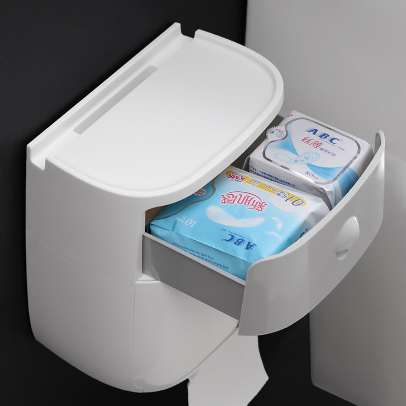 GUNOT Portable Toilet Paper Holder Wall-mounted Paper Dispenser For Bathroom Plastic Tissue Storage Box Bathroom Accessories Set