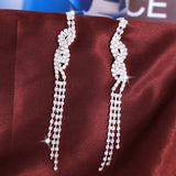 Hesiod Silver Color Women Earrings Full Crystal Long Tassel Leaf Star Pendant Earrings for Wedding Romantic Christmas Gifts