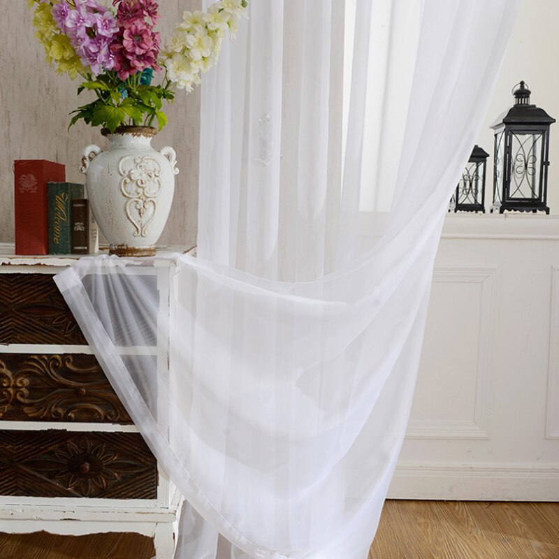 Kitchen Tulle Curtains Translucidus Modern Home Window Decoration White Sheer Voile Curtains for Living Room Single Panel B502