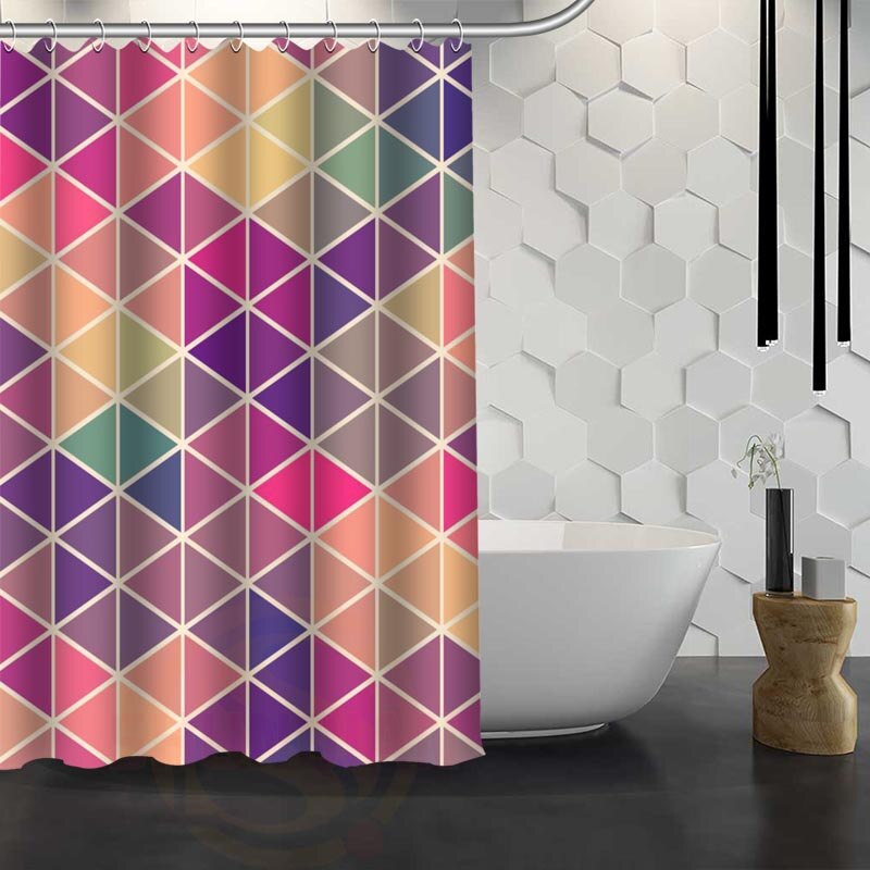 Custom Classic Striped Pattern Shower Curtain With Hooks High Defintion Printing Fabric Shower Curtain for Bathroom