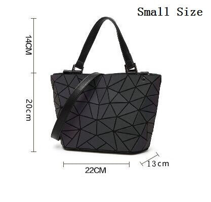 Luminous Bag Women's Geometry Lattic Totes  Quilted Shoulder Bags Hologram Laser Plain Folding Handbags  Free Shipping