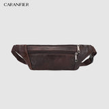 CARANFIER Mens Chest Bags Shoulder Messenger Bags PU Leather Casual Zipper Soft Male Classic Solid Color Travel Crossbody Bag