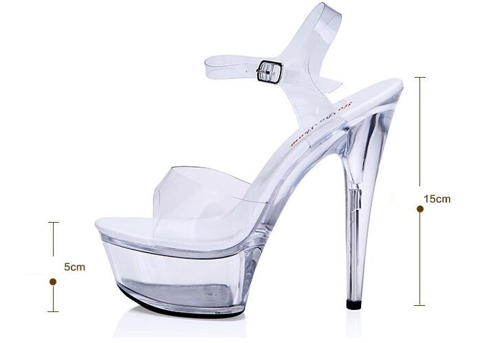 Women SandalsTransparent PVC Sandals Women Pointed Clear Crystal Cup High Heels Stilettos Sexy Platform Peep Toe Wedding Shoes