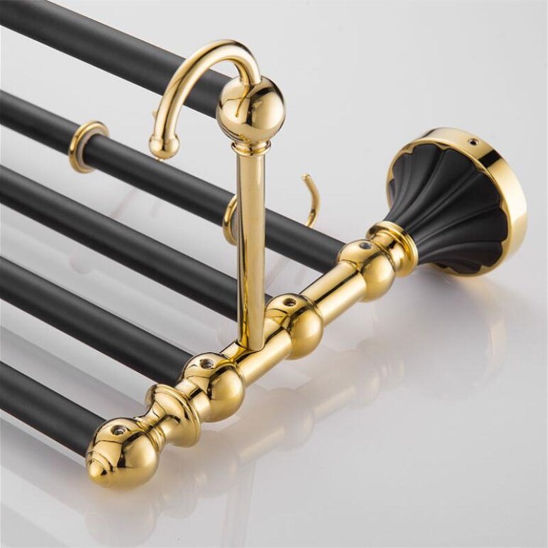 Bathroom Accessories Zinc alloy black gold Finish Towel Ring Robe Hook Toilet Brush Holder Towel Bar Bathroom Set Paper Holder