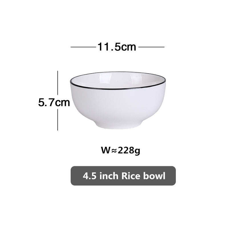 White Dinner Plate Set Ceramic Kitchen Plate Tableware Set Food Dishes Rice Salad Noodles Bowl Soup Kitchen Cook Tool 1pc