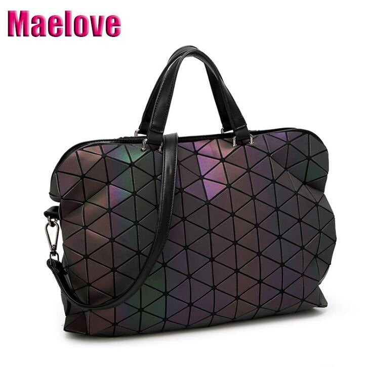 Maelove Luminous Bag 2021 Geometric Lattic Diamond Plaid Handbags Shoulder bag Hologram Laser silver Drop Shipping