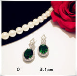 925 Sterling Drop Earrings For Women Artificial Emerald Vintage Fine Jewelry Cubic Zirconia Green Stone Luxury Eardrop Brincos