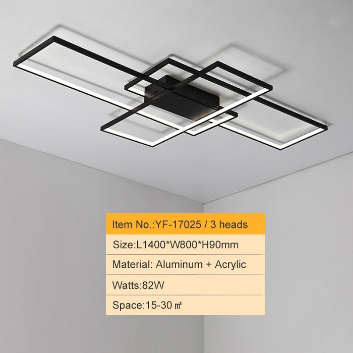 NEO Gleam Rectangle Aluminum Modern Led ceiling lights for living room bedroom AC85-265V White/Black Ceiling Lamp Fixtures