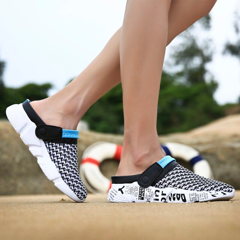 Fashion Sneakers Without Laces Man Handmade Beach Men's Summer Shoes Big Size Mesh Sneakers Light Shoes 2021 Outdoor Flats A-032