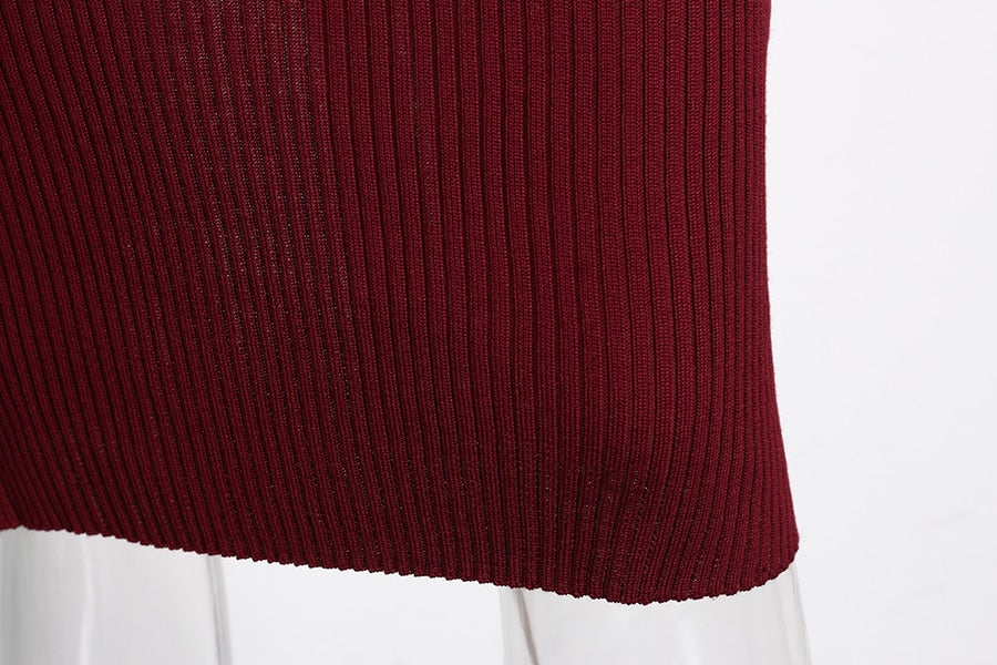 Women Midi Sweater Dress Autumn Winter 2021 New Fashion Button Long Sleeve Pencil Dress Knitted Women Bodycon Dress Black Red