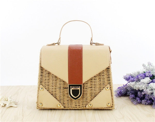 New 2019 Bohemian Straw Bags for Women Beach Handbags Summer Vintage Rattan Bag Handmade Kintted Crossbody Bag