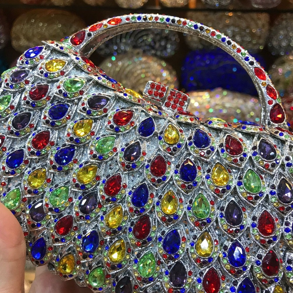 Wholesale Crystals 10 Colors Red Clutch Purse Messenger Bags Clutches Women Bridal Evening Clutch Bag Wedding Party Handbags