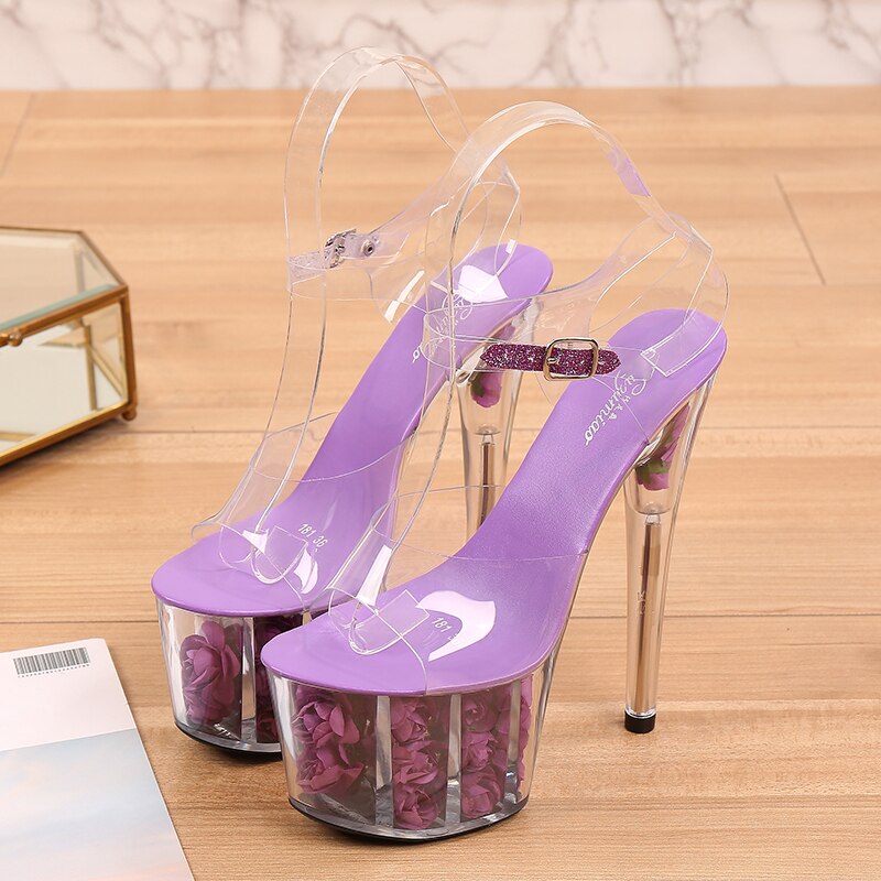 Shuzumiao Wedding Shoes Bride 2020 High Heels 17 High Heels 7cm Platfrom Women Platform Sandals Transparent Crystal Female Shoes