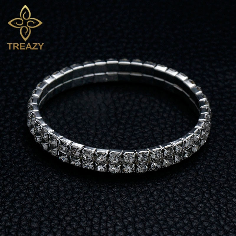 TREAZY Classic Rhinestone Crystal Choker Necklace Earrings and Bracelet African Wedding Jewelry Sets Bridal Wedding Accessories