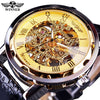 Winner Black Gold Male Clock Men Relogios Skeleton Mens Watches Top Brand Luxury Montre Leather Wristwatch Men Mechanical Watch