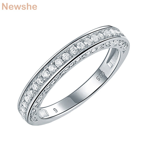 Newshe 925 Sterling Silver Straight Stackable Wedding Ring Engagement Band For Women Trendy Jewelry Size 5-12