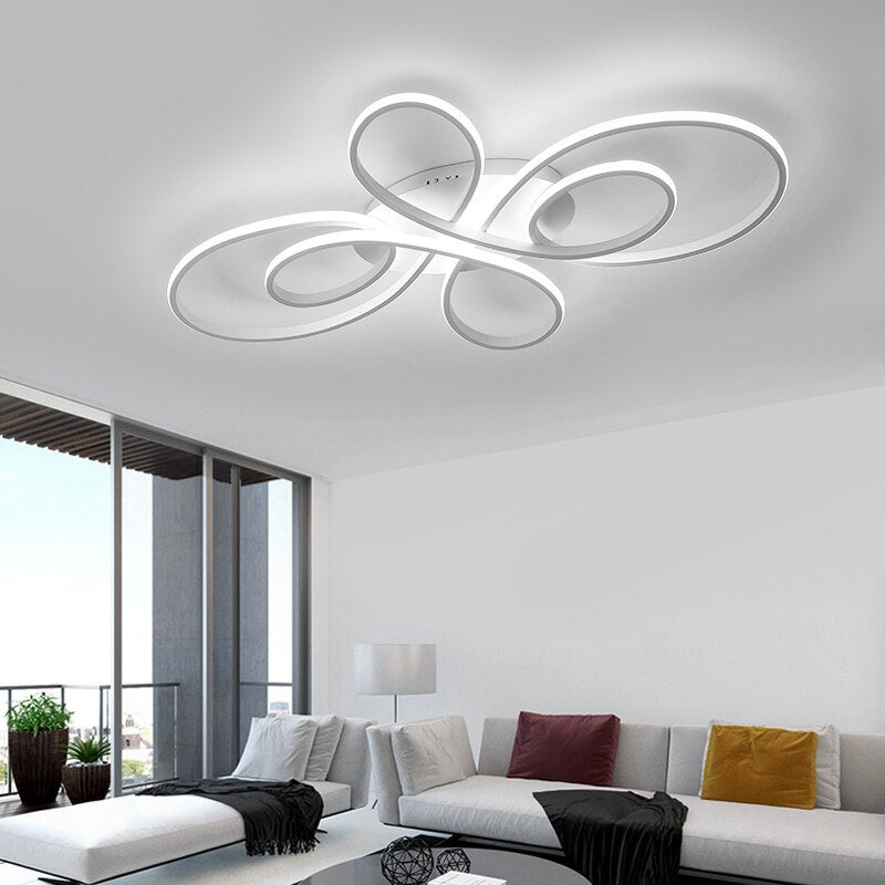 NEO Gleam New Hot RC White/Coffee Modern Led Ceiling Lights For Living Room Bedroom Study Room Dimmable Ceiling Lamp Fixtures