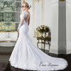 Sheer V-neck Long Sleeve Mermaid Wedding Dresses 2022 New Illusion Back Lace Appliques With Beading Bride Dress Women W0058