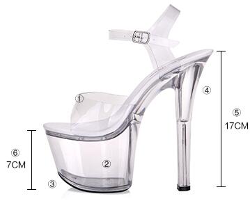 Women SandalsTransparent PVC Sandals Women Pointed Clear Crystal Cup High Heels Stilettos Sexy Platform Peep Toe Wedding Shoes