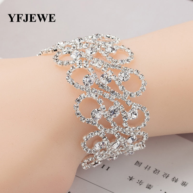 YFJEWE Fashion Charm Bracelets & Bangles for Women Luxury Rhinestone Crystal Bridal Wedding Accessories Jewelry Wholesale B149