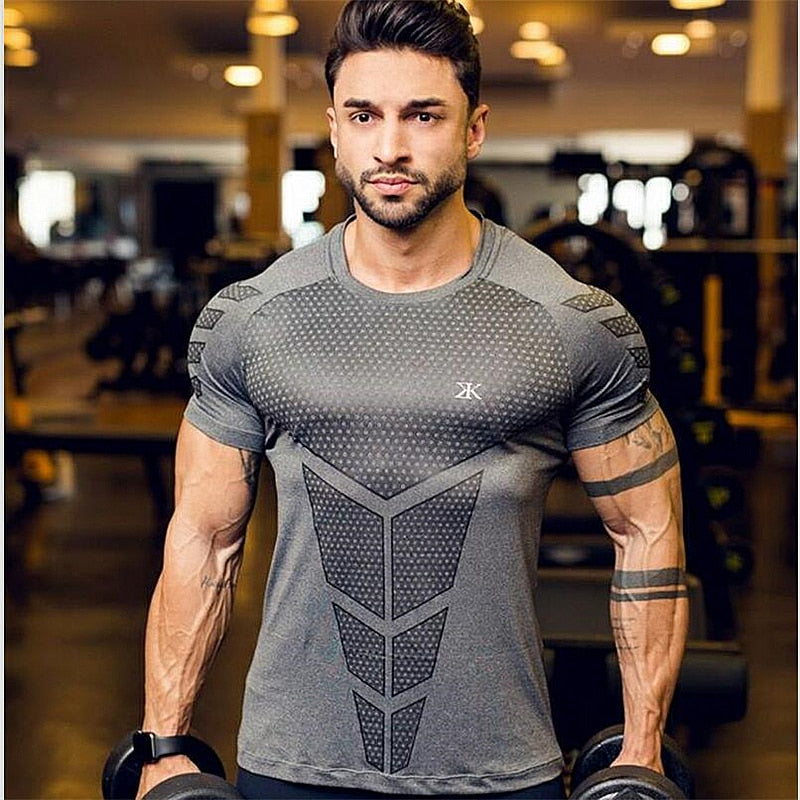 New arrival Bodybuilding and Fitness Shirts Mens Short Sleeve T-shirt GymS Shirt Men Muscle Tights Gasp Fitness T Shirt tops