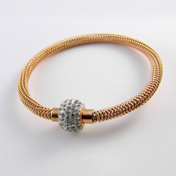 Fashion High Quality Charm Chic Valentine Gift Jewelry Stainless Steel Gold Women Distort Bracelets & Bangles