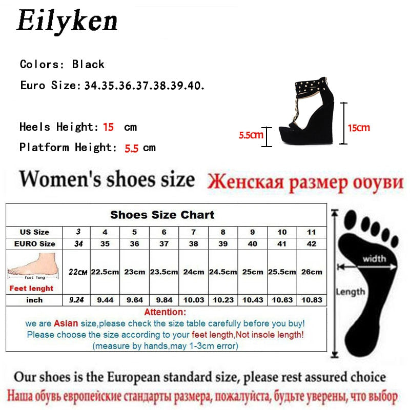 Eilyken 2022 New Gladiator Women Sandals High Heels Fashion Sandals Chain Platform Wedges shoes For Women